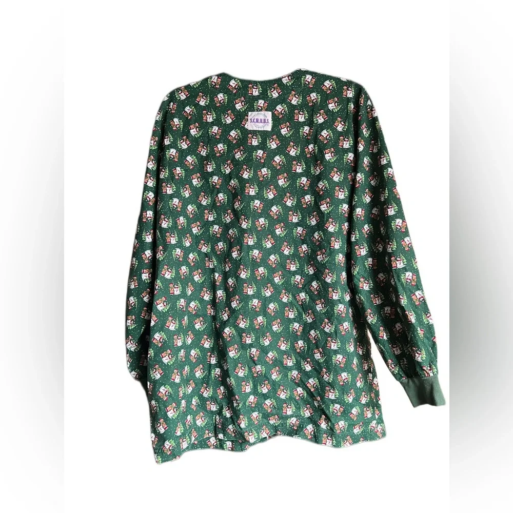 Christmas SCRUBS Green Button up Size Medium - Picture 2 of 4